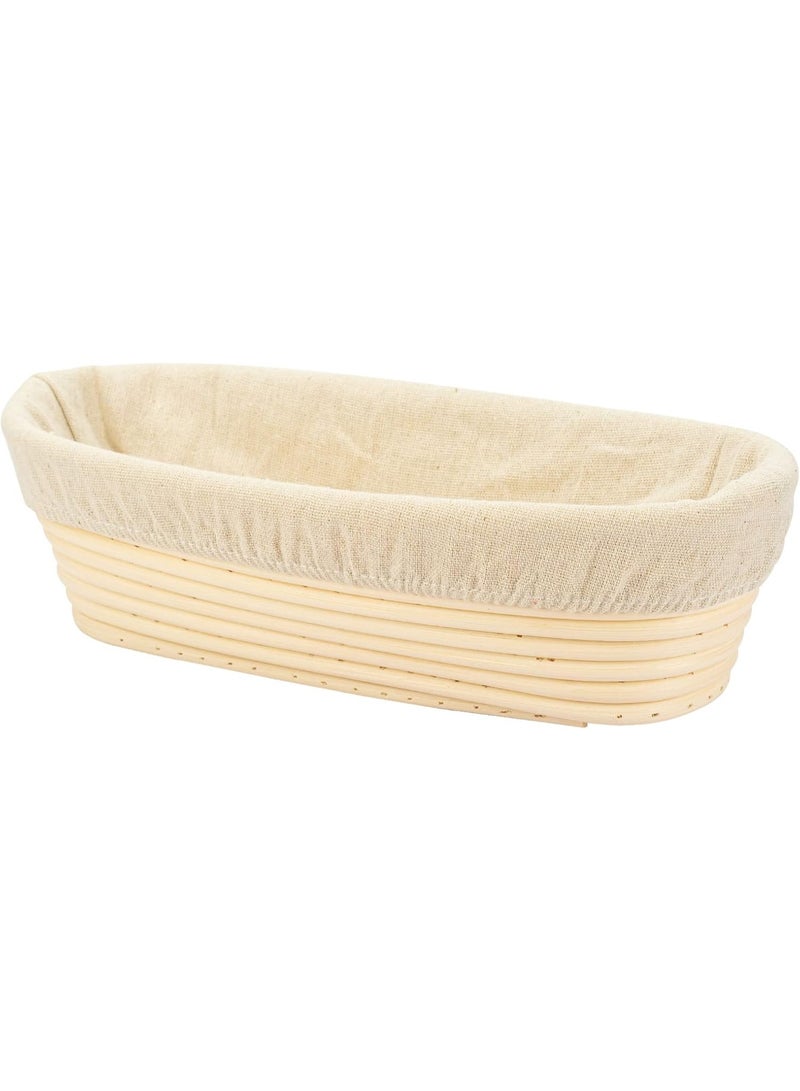 25cm Oval Long Banneton Brotform Bread Dough Proofing Rising Rattan Basket & Liner - Image 1
